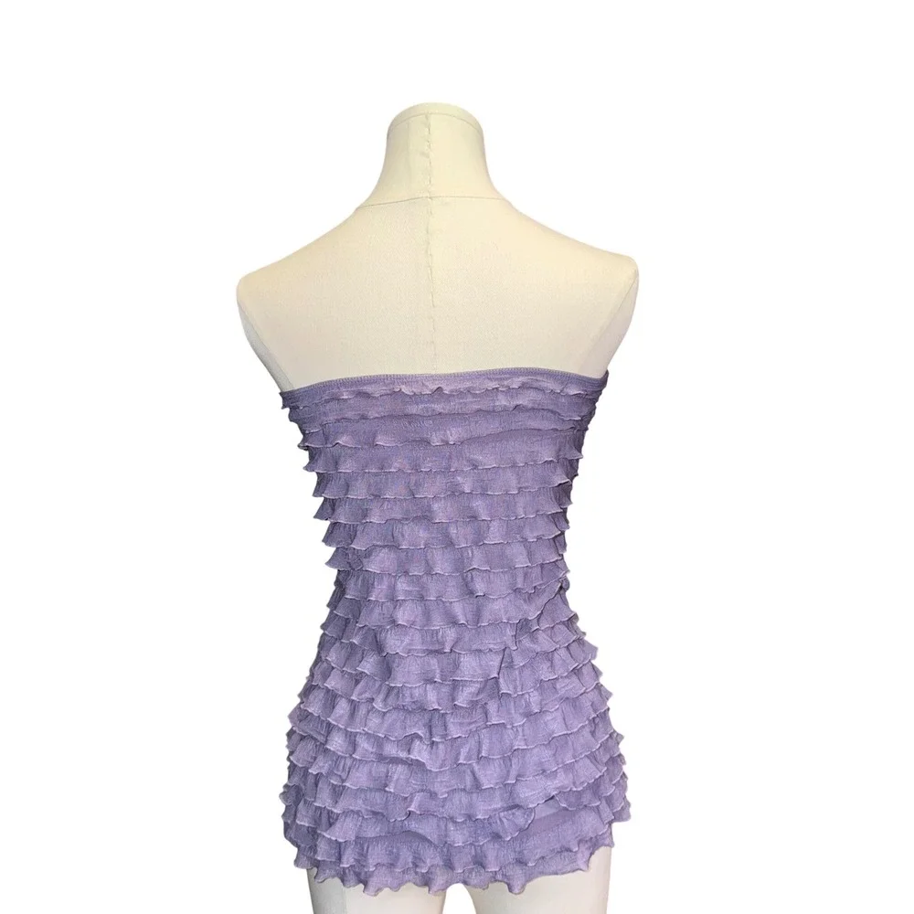 Vintage Charlotte Russe Lavender Purple Ruffle Strapless Tube Top Y2K Medium
